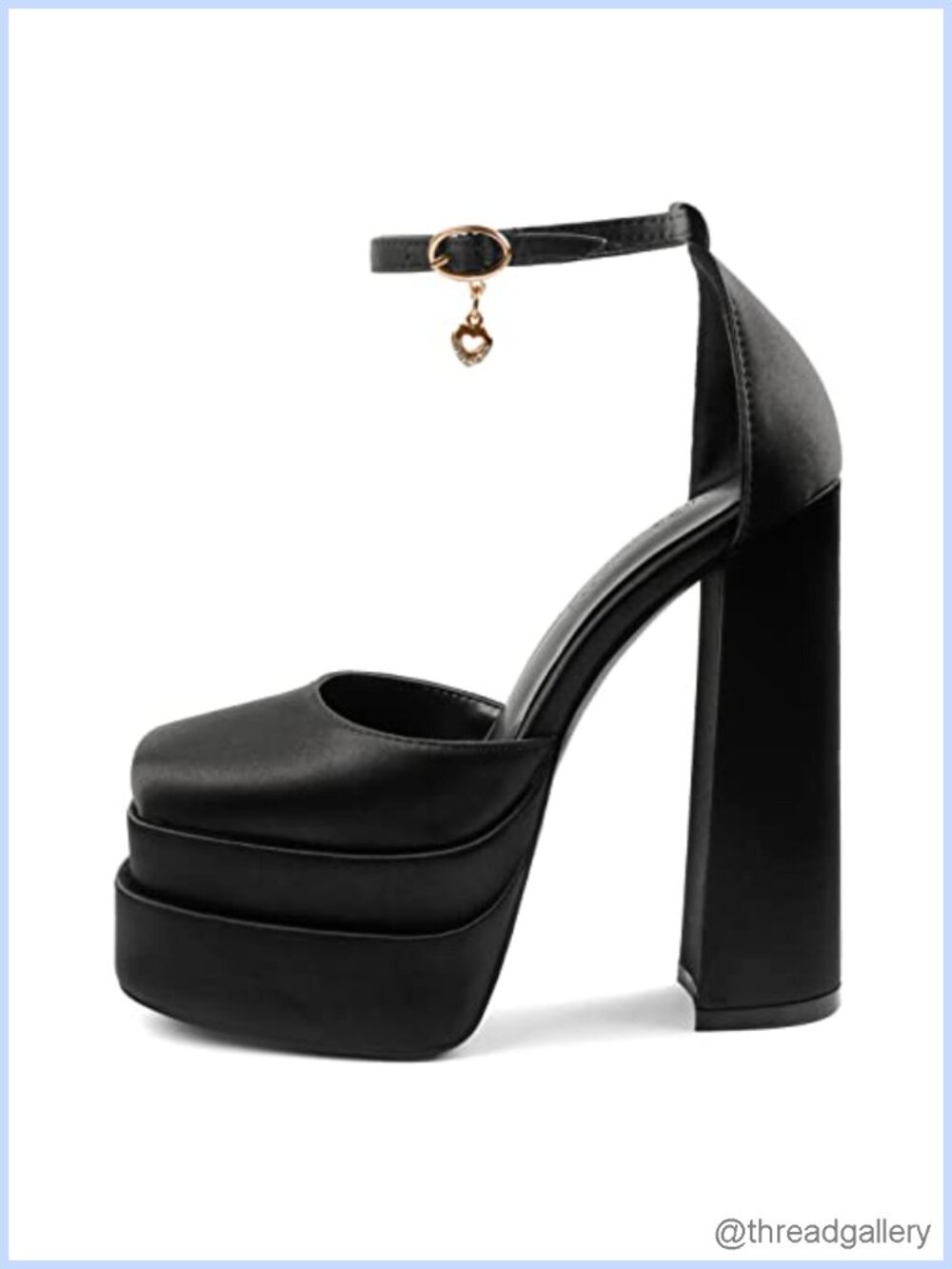MERUMOTE Women's Chunky Platform Pumps Ankle Strap Square Toe